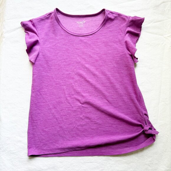Old Navy Other - Old Navy Active Girls Purple Flutter-Sleeve Knot-Hem Top L 10-12 Lightweight